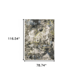 HomeRoots 2' Abstract Power Loom Stain-Resistant Runner Rug in Modern Colors for High-Traffic Areas 7' X 10' 508601
