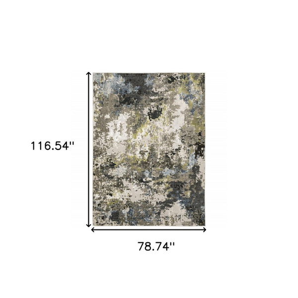 HomeRoots 2' Abstract Power Loom Stain-Resistant Runner Rug in Modern Colors for High-Traffic Areas 7' X 10' 508601