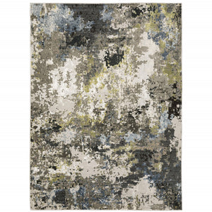 HomeRoots 2' Abstract Power Loom Stain-Resistant Runner Rug in Modern Colors for High-Traffic Areas 8' X 11' 508602
