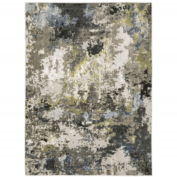 HomeRoots 2' Abstract Power Loom Stain-Resistant Runner Rug in Modern Colors for High-Traffic Areas 8' X 11' 508602