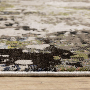 HomeRoots 2' Abstract Power Loom Stain-Resistant Runner Rug in Modern Colors for High-Traffic Areas 10' X 13' 508603