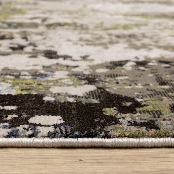 HomeRoots 2' Abstract Power Loom Stain-Resistant Runner Rug in Modern Colors for High-Traffic Areas 10' X 13' 508603