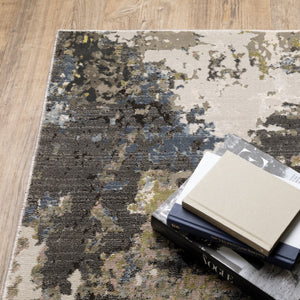 HomeRoots 2' Abstract Power Loom Stain-Resistant Runner Rug in Modern Colors for High-Traffic Areas 10' X 13' 508603