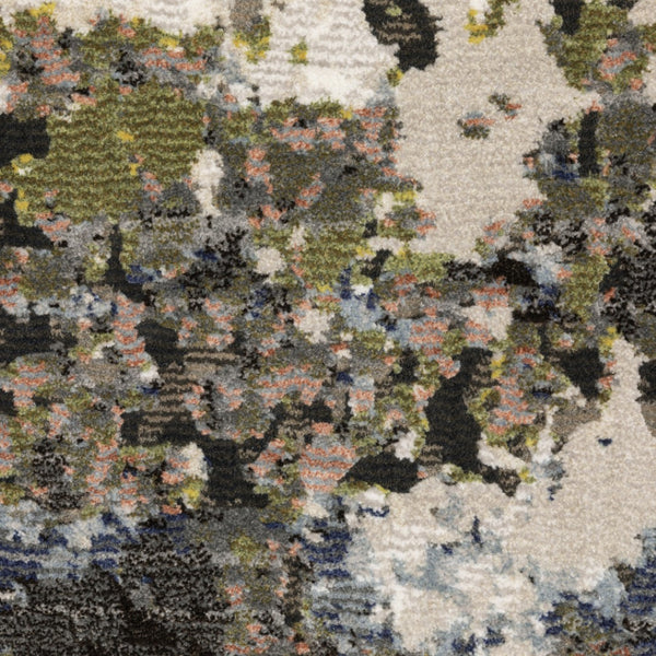 HomeRoots 2' Abstract Power Loom Stain-Resistant Runner Rug in Modern Colors for High-Traffic Areas 10' X 13' 508603