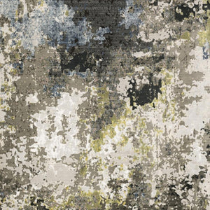 HomeRoots 2' Abstract Power Loom Stain-Resistant Runner Rug in Modern Colors for High-Traffic Areas 10' X 13' 508603