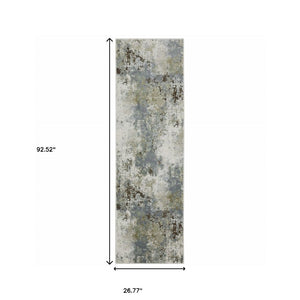 HomeRoots 2' Contemporary Abstract Power Loom Runner Rug in Soothing Blue, Grey, Green & Beige Colors 2'3" x 7'6" 508604