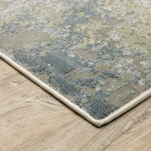 HomeRoots 2' Contemporary Abstract Power Loom Runner Rug in Soothing Blue, Grey, Green & Beige Colors 2'3" x 7'6" 508604