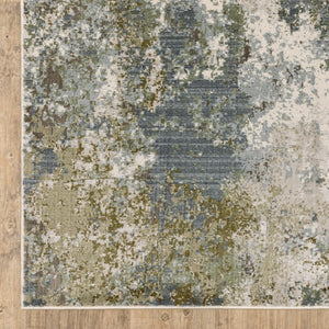 HomeRoots 2' Contemporary Abstract Power Loom Runner Rug in Soothing Blue, Grey, Green & Beige Colors 2'3" x 7'6" 508604