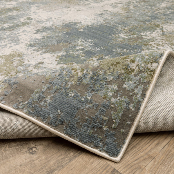 HomeRoots 2' Contemporary Abstract Power Loom Runner Rug in Soothing Blue, Grey, Green & Beige Colors 2'3" x 7'6" 508604