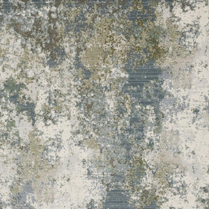 HomeRoots 2' Contemporary Abstract Power Loom Runner Rug in Soothing Blue, Grey, Green & Beige Colors 3' x 5' 508605