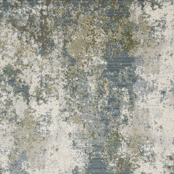 HomeRoots 2' Contemporary Abstract Power Loom Runner Rug in Soothing Blue, Grey, Green & Beige Colors 3' x 5' 508605