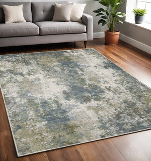 HomeRoots 2' Contemporary Abstract Power Loom Runner Rug in Soothing Blue, Grey, Green & Beige Colors 5' X 8' 508606