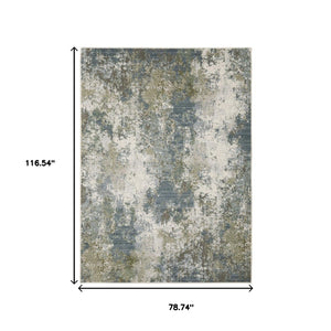 HomeRoots 2' Contemporary Abstract Power Loom Runner Rug in Soothing Blue, Grey, Green & Beige Colors 7' X 10' 508607