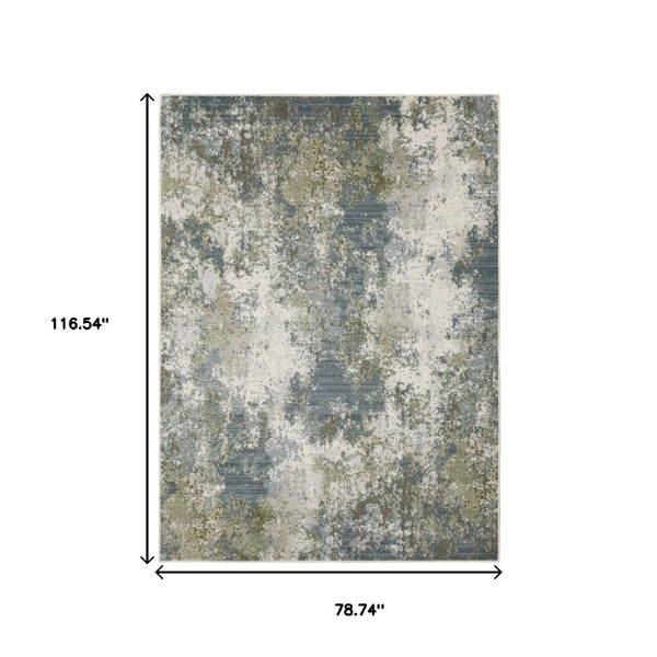 HomeRoots 2' Contemporary Abstract Power Loom Runner Rug in Soothing Blue, Grey, Green & Beige Colors 7' X 10' 508607