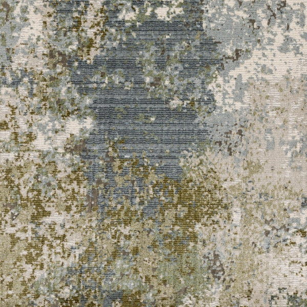 HomeRoots 2' Contemporary Abstract Power Loom Runner Rug in Soothing Blue, Grey, Green & Beige Colors 7' X 10' 508607