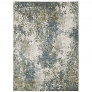HomeRoots 2' Contemporary Abstract Power Loom Runner Rug in Soothing Blue, Grey, Green & Beige Colors 7'10" x 10'10" 508608