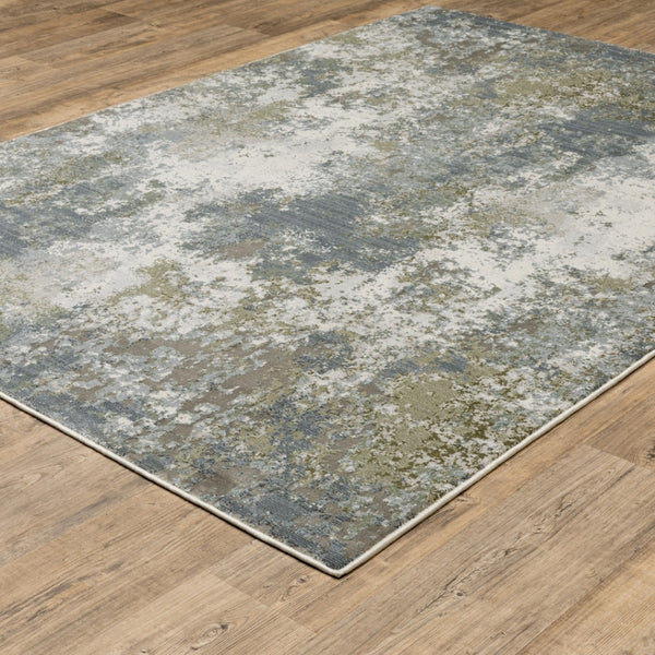 HomeRoots 2' Contemporary Abstract Power Loom Runner Rug in Soothing Blue, Grey, Green & Beige Colors 7'10" x 10'10" 508608