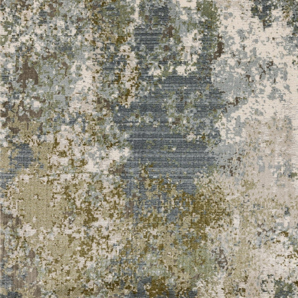 HomeRoots 2' Contemporary Abstract Power Loom Runner Rug in Soothing Blue, Grey, Green & Beige Colors 10' X 13' 508609