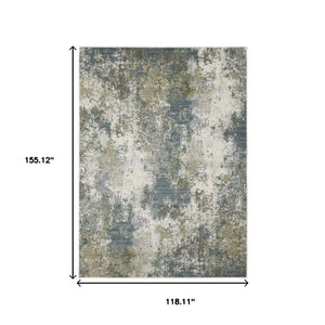 HomeRoots 2' Contemporary Abstract Power Loom Runner Rug in Soothing Blue, Grey, Green & Beige Colors 10' X 13' 508609