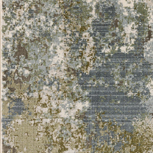 HomeRoots 2' Contemporary Abstract Power Loom Runner Rug in Soothing Blue, Grey, Green & Beige Colors 10' X 13' 508609