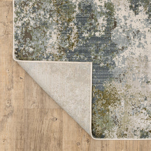 HomeRoots 2' Contemporary Abstract Power Loom Runner Rug in Soothing Blue, Grey, Green & Beige Colors 10' X 13' 508609
