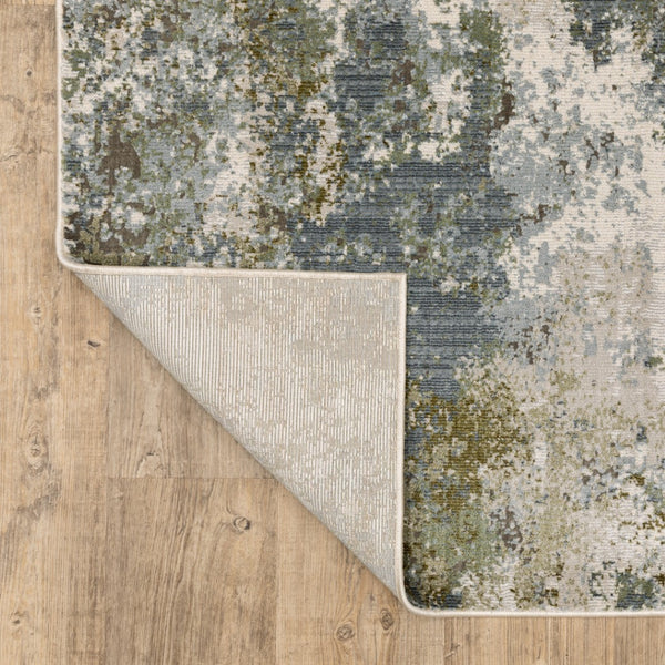 HomeRoots 2' Contemporary Abstract Power Loom Runner Rug in Soothing Blue, Grey, Green & Beige Colors 10' X 13' 508609