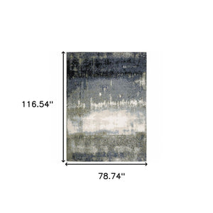 HomeRoots 2' Abstract Power Loom Runner Rug in Blue, Green, Grey, and Beige – Stain Resistant & Stylish Design 7' X 10' 508619