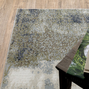 HomeRoots 2' Abstract Power Loom Runner Rug in Blue, Green, Grey, and Beige – Stain Resistant & Stylish Design 7' X 10' 508619