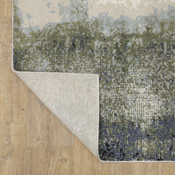 HomeRoots 2' Abstract Power Loom Runner Rug in Blue, Green, Grey, and Beige – Stain Resistant & Stylish Design 8' X 11' 508620