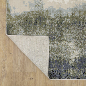 HomeRoots 2' Abstract Power Loom Runner Rug in Blue, Green, Grey, and Beige – Stain Resistant & Stylish Design 10' X 13' 508621