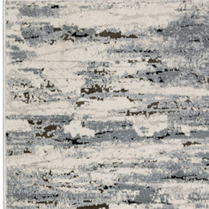 HomeRoots 2' Abstract Power Loom Runner Rug in Blue, Grey, Beige & Brown - Stain-Resistant, Durable Design 2'3" x 7'6" 508628