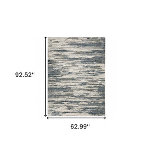 HomeRoots 2' Abstract Power Loom Runner Rug in Blue, Grey, Beige & Brown - Stain-Resistant, Durable Design 5' X 8' 508630