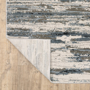 HomeRoots 2' Abstract Power Loom Runner Rug in Blue, Grey, Beige & Brown - Stain-Resistant, Durable Design 5' X 8' 508630