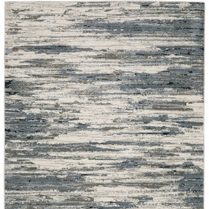 HomeRoots 2' Abstract Power Loom Runner Rug in Blue, Grey, Beige & Brown - Stain-Resistant, Durable Design 7' X 10' 508631