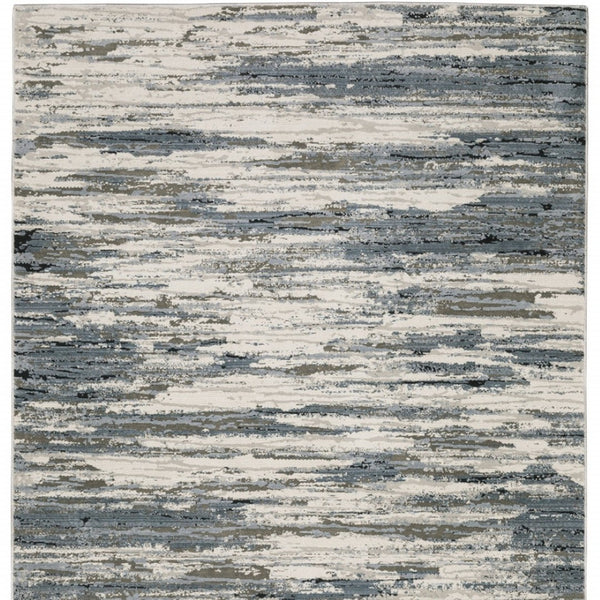 HomeRoots 2' Abstract Power Loom Runner Rug in Blue, Grey, Beige & Brown - Stain-Resistant, Durable Design 7' X 10' 508631