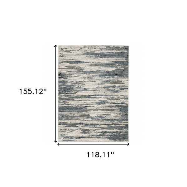 HomeRoots 2' Abstract Power Loom Runner Rug in Blue, Grey, Beige & Brown - Stain-Resistant, Durable Design 10' X 13' 508633