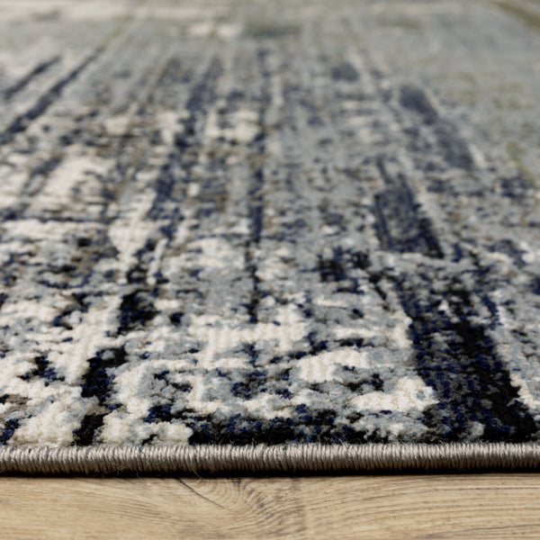Homeroots 2' X 8' Blue Green Grey Brown And Beige Abstract Power Loom Stain Resistant Runner Rug Blue,Green Polyester 508634