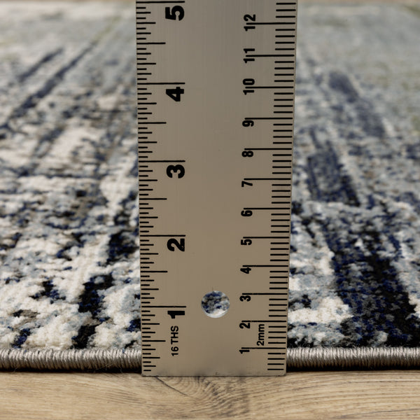 Homeroots 2' X 8' Blue Green Grey Brown And Beige Abstract Power Loom Stain Resistant Runner Rug Blue,Green Polyester 508634