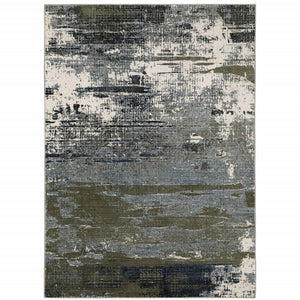 Homeroots 3' X 5' Blue And Green Abstract Power Loom Area Rug Blue,Green Polyester 508635