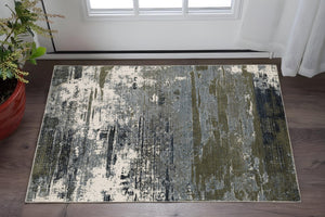HomeRoots 2' Abstract Multicolor Power Loom Runner Rug - Stain Resistant, Durable, Modern Design for High Traffic Areas 3' x 5' 508635