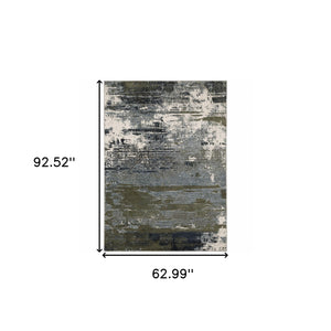 Homeroots 5' X 8' Blue And Green Abstract Power Loom Area Rug Blue,Green Polyester 508636