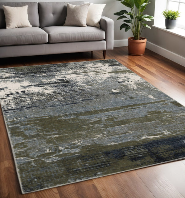 HomeRoots 2' Abstract Multicolor Power Loom Runner Rug - Stain Resistant, Durable, Modern Design for High Traffic Areas 5' X 8' 508636