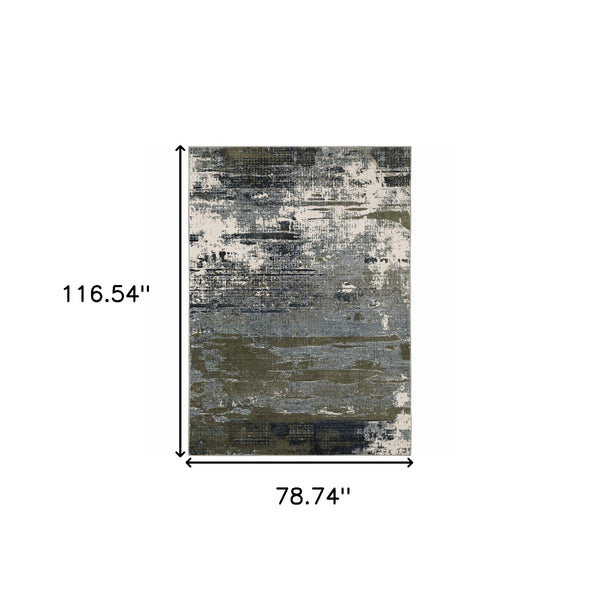 Homeroots 6' X 9' Blue And Green Abstract Power Loom Area Rug Blue,Green Polyester 508637