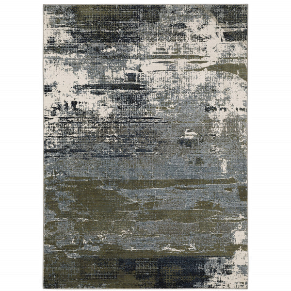 Homeroots 8' X 11' Blue And Green Abstract Power Loom Area Rug Blue,Green Polyester 508638