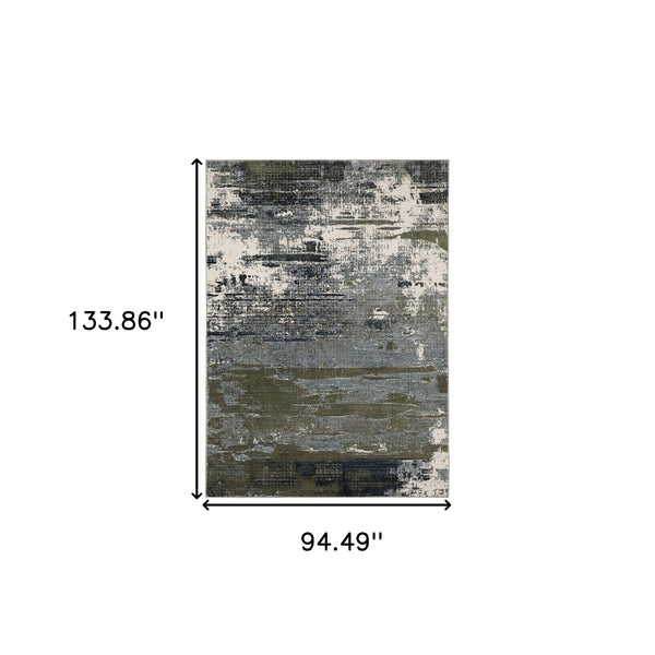 Homeroots 8' X 11' Blue And Green Abstract Power Loom Area Rug Blue,Green Polyester 508638