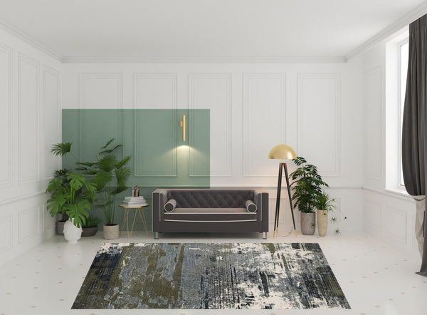 Homeroots 8' X 11' Blue And Green Abstract Power Loom Area Rug Blue,Green Polyester 508638