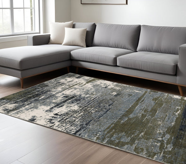 HomeRoots 2' Abstract Multicolor Power Loom Runner Rug - Stain Resistant, Durable, Modern Design for High Traffic Areas 10' X 13' 508639