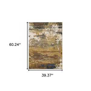 HomeRoots 2' Abstract Multicolor Power Loom Runner Rug - Stain Resistant, Durable, Modern Design for High Traffic Areas 3' x 5' 508641