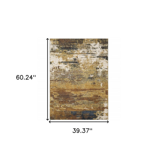 HomeRoots 2' Abstract Multicolor Power Loom Runner Rug - Stain Resistant, Durable, Modern Design for High Traffic Areas 3' x 5' 508641