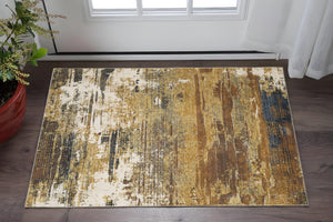 HomeRoots 2' Abstract Multicolor Power Loom Runner Rug - Stain Resistant, Durable, Modern Design for High Traffic Areas 3' x 5' 508641
